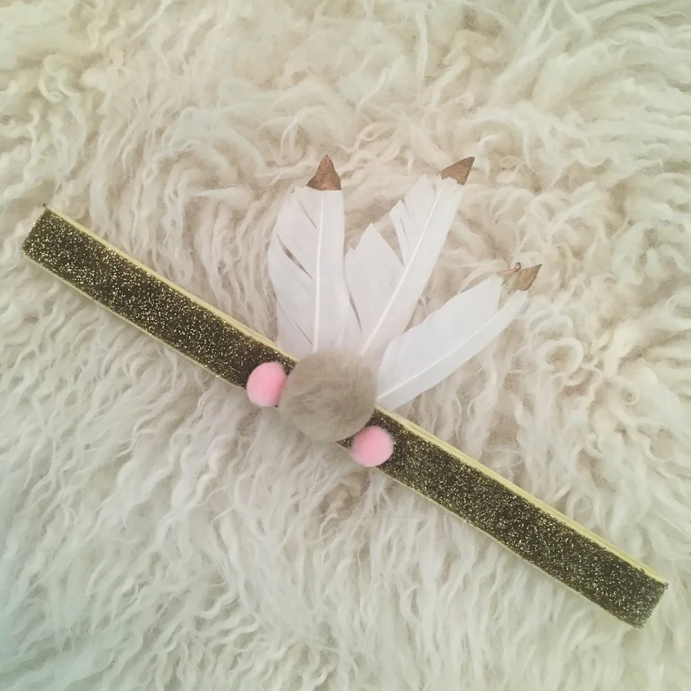 Bon Bon Head band in feather and gold